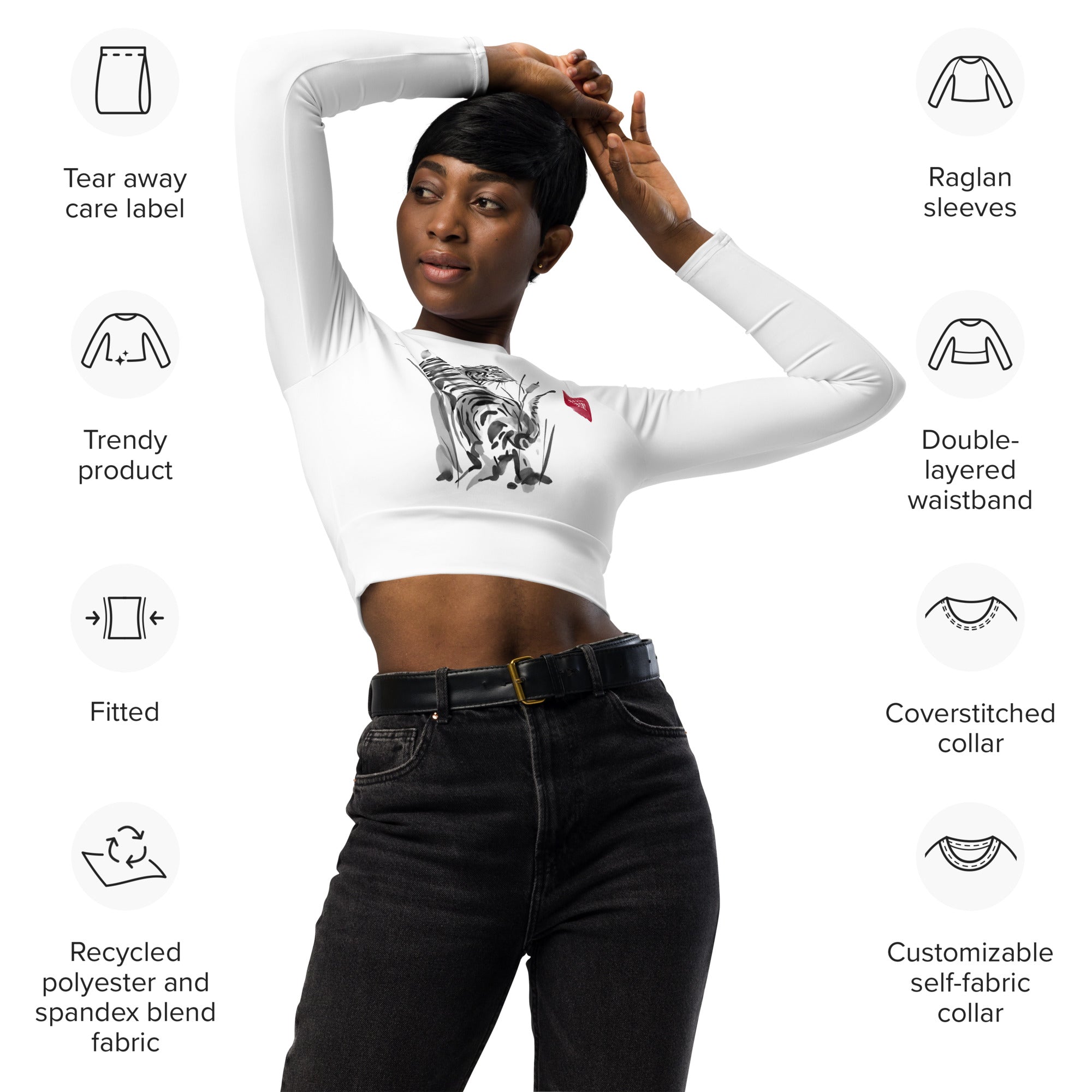 SHE REBEL - Asian Tiger Recycled Crop Top UPF 50+
